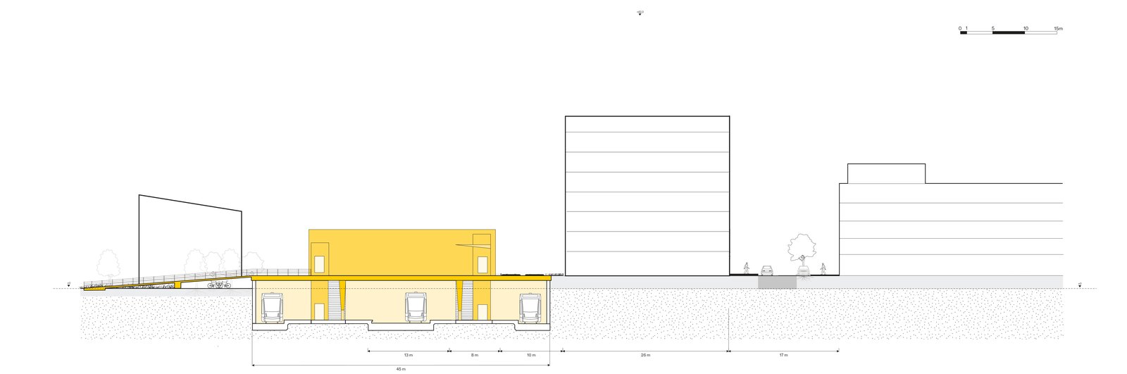 Sections through the station environment of Heerenveen.